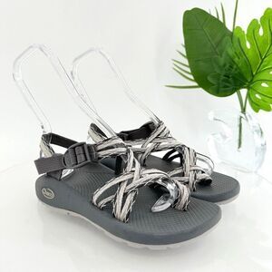 Chaco Women ZX/2 Sandal Sz 7 Outdoor Hike Black Gray Strappy Thong Adjustable